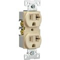 Eaton Wiring Devices Duplex Receptacle, 2 Pole, 20 A, 125 V, Back, Side Wiring, NEMA 520R, Almond BR20A